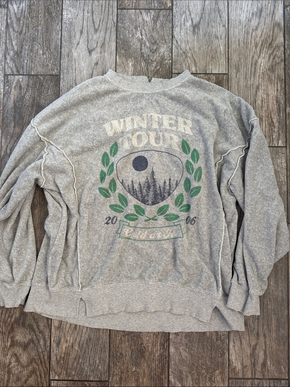 aerie Gray Crewneck Sweatshirt with Green Laurel Graphic